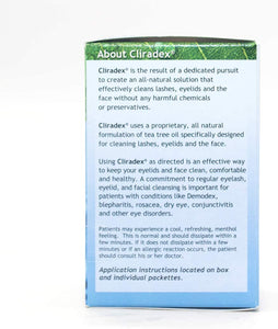 Cliradex Natural Eyelid, Eyelash, and Facial Cleansing Towelettes, Box of 24